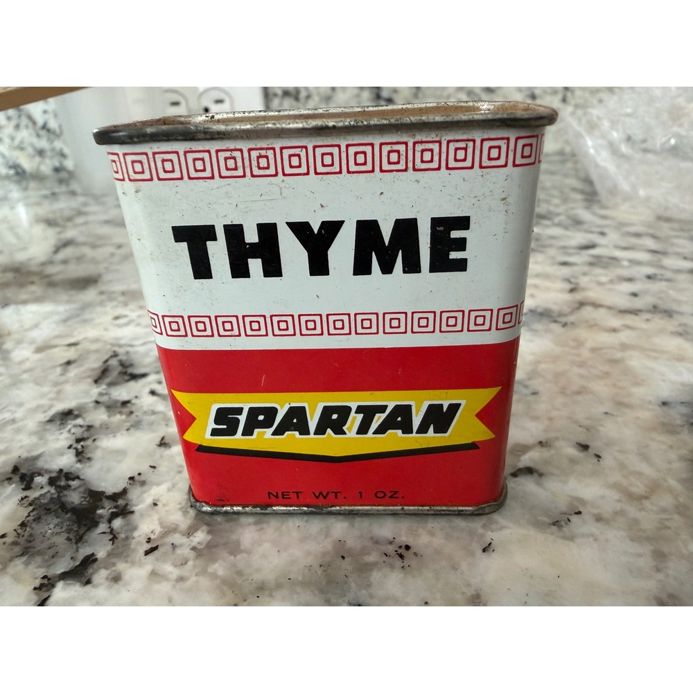 Spartan Thyme‎ Spice Tin Vintage 1 oz Metal Decor Advertising Grand Rapids MI